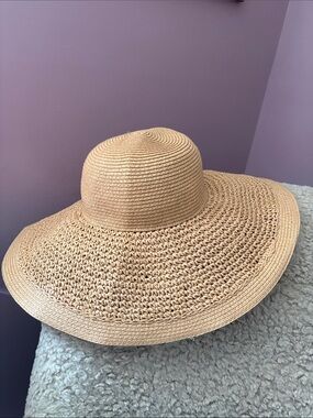J. Crew Straw Wide-Brim Floppy Sun Hat - Tan